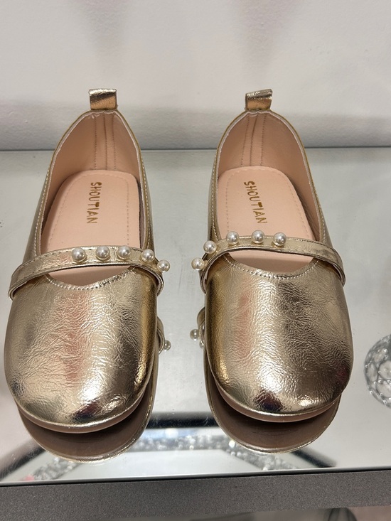 shoutian Other - Girls Gold Pearl Mary Jane Flats EU 35 US 4 Dress Shoes